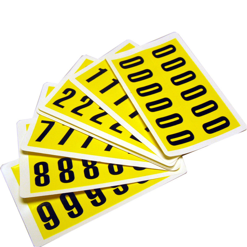 Black Complete Packs Of Self-Adhesive - Number Pack 0-9 - Yellow