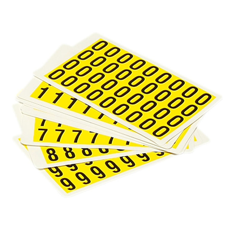 Black Complete Packs Of Self-Adhesive - Number Pack 0-9 - Yellow